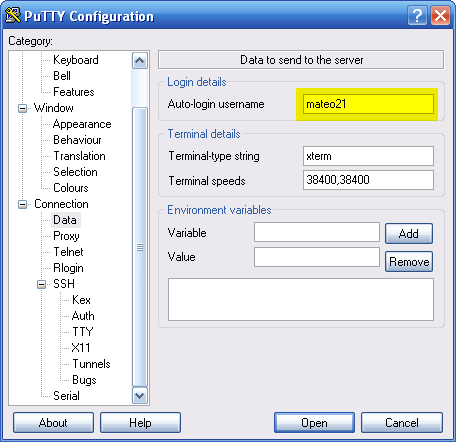 Choix d'un login par défaut