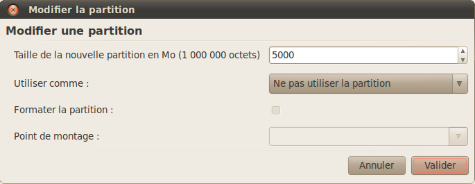 Redimensionnement de la partition Windows