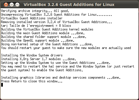 Les additions sont installées ! Il faut alors appuyer sur Entrée et redémarrer.